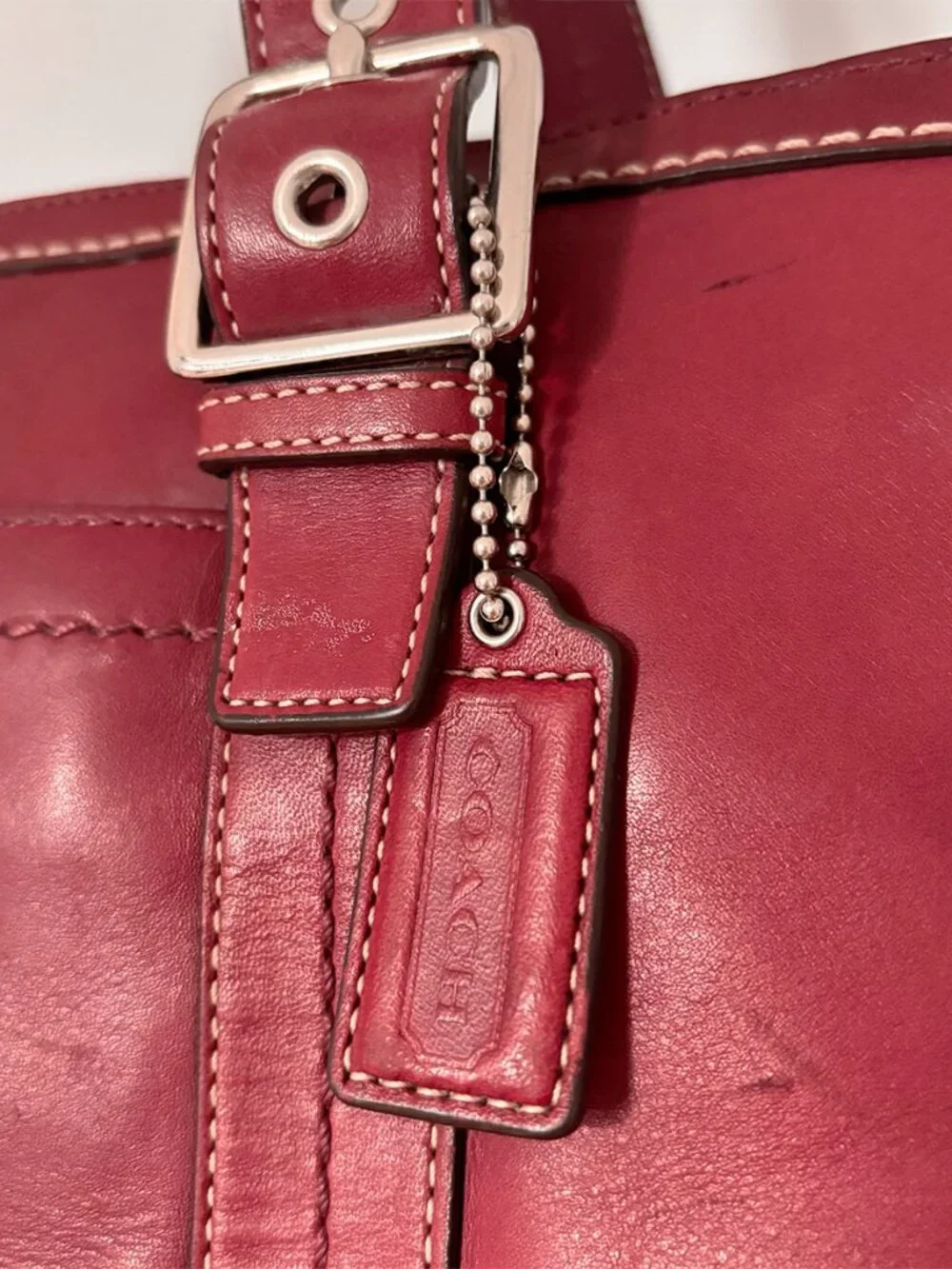 Coach A06S-6460 Red Leather Large Tote Shoulder Bag Vintage Y2K